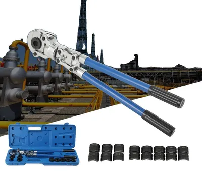 Obrázok produktu pre Krimpovacie kliešte, Ergonomická rukoväť, Uhlíková oceľ, Nastaviteľné rameno páky, Kompatibilné s rôznymi lisovacími nástrojmi