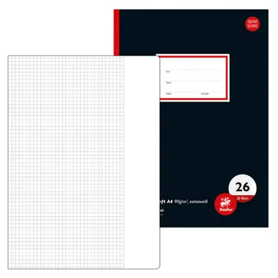 Image de Staufen® 734012226 Cahier d'écolier Oberschule Lineatur 26 quadrillé DIN A4 marge extérieure, 20 feuilles