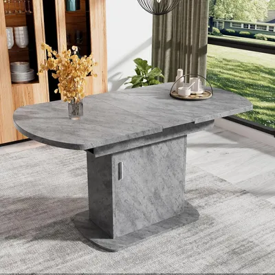 Produktbild von Ausziehbarer Küchentisch mit Stauraum Betonoptik 110/130x70x75 cm