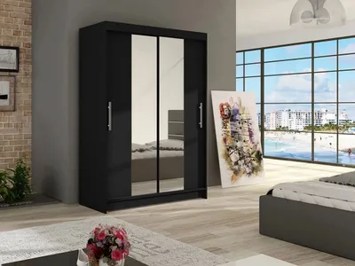 Obrázek produktu pro Šatní skříň se zrcadlem 120 cm GASPARA 2 - černá