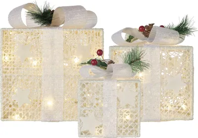 LED dárky s ozdobou, 3 velikosti, vnitřní, teplá bílá