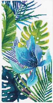 Produktbild von RTO Kreuzstich Set "Blaue Blume" M747, Zählmuster, 20x40 cm