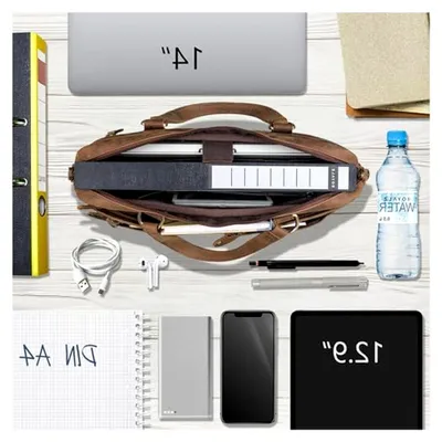 Produktbild von San Francisco flache Ledertasche für Herren aus Echtleder in Mittel-Groß – 13-14 Zoll Laptoptasche aus Leder - geeignet als Aktentasche, Bürotasche oder Businesstasche; Farbe: Schwarz