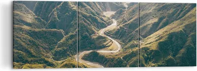 Produktbild von Bild auf Leinwand - Leinwandbild - 3 Teile - Berge Weg Wald - 120x40cm - Wand Bild - Wanddeko - Wandbilder - Leinwanddruck - Bilder - Wanddekoration - Leinwand bilder - Wandbild - CA120x40-4700