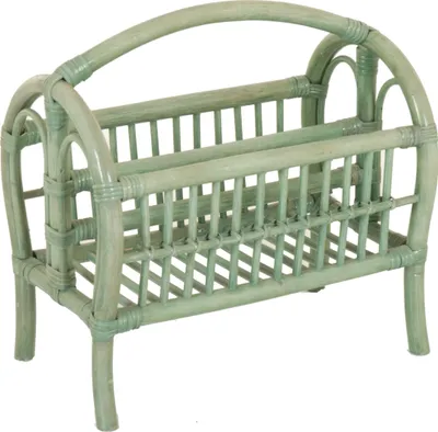 Produktbild von KRINES HOME Klassischer Zeitungs-ständer, Magazin-sammler aus Rattan gestäbt, Handarbeit (Grün)