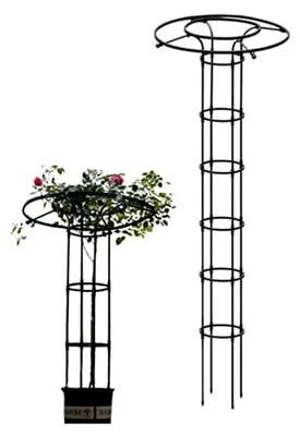 Produktbild von Rankhilfe Obelisk aus Stahlrohr mit Kunststoffbeschichtung, 210 cm, witterungsbeständige Ranksäule für Kletterpflanzen und Rosen