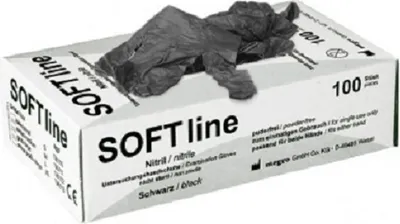 Produktbild von megro SOFTline Nitril Handschuhe schwarz Tattoo puderfrei 100 Stück Gr. XL
