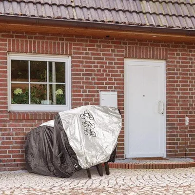 Produktbild von Famanu Abdeckhaube für 3 Fahrräder - 110x200x100 cm - mit Tragetasche - schwarz/silber
