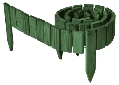 Produktbild von Garronda Beeteinfassung Holz Rollzaun Gartenzaun imprägniert Flexibler Rollborder Rasenkante  Länge: 200 cm (Dunkelgrün, Höhe: 10 cm)