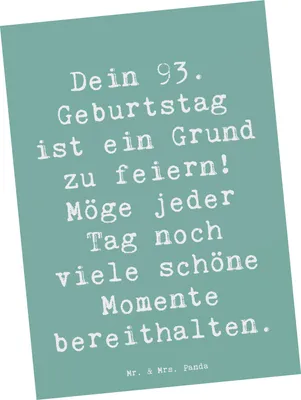 Produktbild von Mr. & Mrs. Panda Grußkarte Spruch 93. Geburtstag Freude - Meeresbrise - Geschenk, Postkarten, Geburtstagsspruch, Ansichtskarte, Lebensfreude, Ansichtskarten, Inspiration