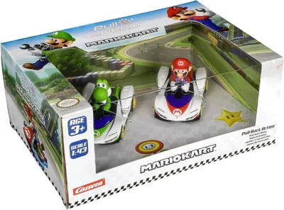 Image de Carrera Mario Kart Zestaw Pull Speed – 2 samochody Yoshi Premium Akcesoria Do Zabaw