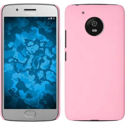 Produktbild von PhoneNatic Case kompatibel mit Lenovo Moto G5 - Hülle rosa gummiert Hard-case + 2 Schutzfolien
