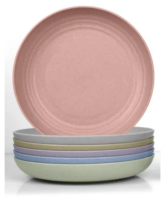 Image de Assiettes creuses, lot de 6, 25 cm, incassables, réutilisables, en plastique, idéales pour le camping, légères, sans BPA, adaptées au micro-ondes et au lave-vaisselle, multicolores.