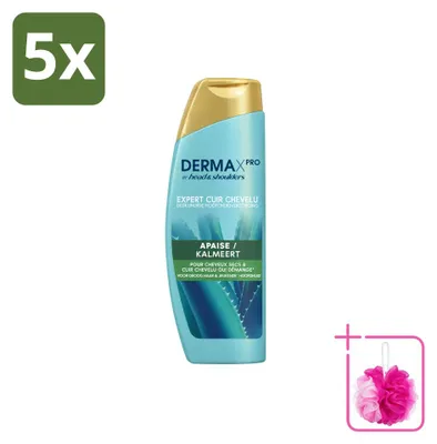 Imagen del producto de 5 unidades de champú anticaspa Head & Shoulders DermaX Pro, fórmula calmante, 470 ml. Paquete ahorro