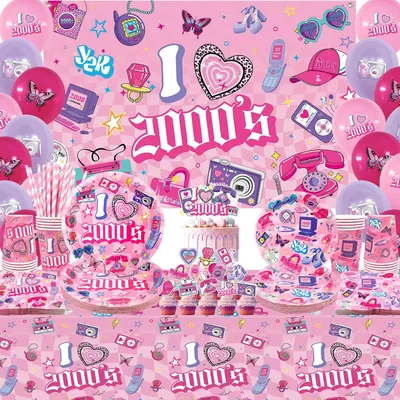 Immagine prodotto di Decorazioni per feste a tema anni 2000, set a tema rosa
