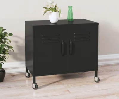 Image de Armoire vitrine simple Armoire de stockage noir 60x35x56 cm Acier - Commodes FR3923768 1parcel