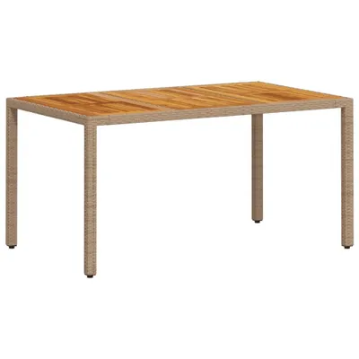 Image de vidaXL Table de jardin beige 150x90x75 cm Poly rotin acacia