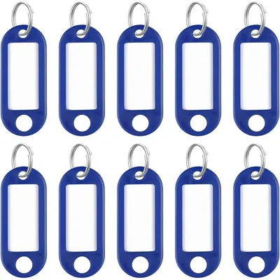 Zdjęcie produktu dla Breloki z pustą etykietą, 5,1 cm, plastik, niebieskie, 10 sztuk