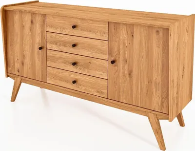 Produktbild von Kommode Jetro Wildeiche massiv 160x90x50 cm mit 4 Schubladen und 2 Türen