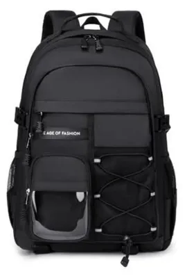 Image de Sac à dos pour adolescents, garçons et filles, compartiment pour ordinateur portable, imperméable, noir, 46x32x20 cm