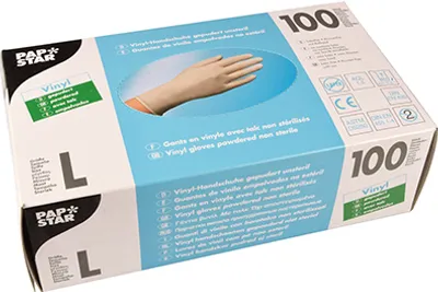 Image de 100 gants, vinyle poudré transparent taille L
