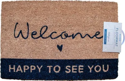 Produktbild von Fußmatte Welcome happy to see you 60x40 cm Fußabtreter Schuhabstreifer Kokosfaser