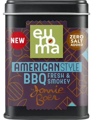 Immagine prodotto di Mix di spezie Euroma American Style BBQ di Jonnie Boer, 55 g - spezie aromatiche per barbecue per un autentico gusto alla griglia