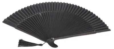 Obrázok produktu pre Klasický čierny ručný ventilátor Bambusový rámový skladací ventilátor so strapcom a puzdrom na dekoráciu
