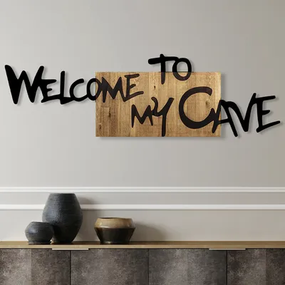 Produktbild von Wallity, Welcome To My Cave, Wanddeko, Nussbaum, Metall, 128 x 39 x 3 cm