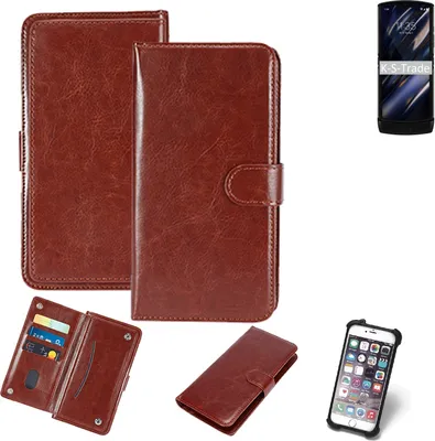 Produktbild von K-S-Trade 360° Hülle kompatibel mit Motorola Razr (2019) braun Kunstleder Case BookCase WalletCase Kunstlederederhülle Handyhülle, Rundumschutz