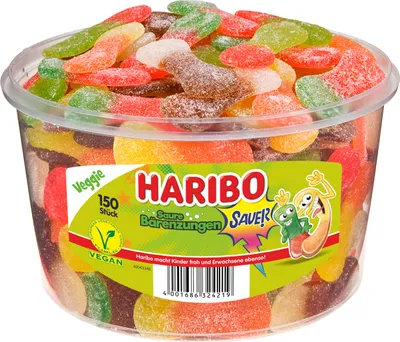 Produktbild von Haribo kyselé medvědí jazýčky kyselé ovocné žvýkačky ve tvaru medvěda 1350g