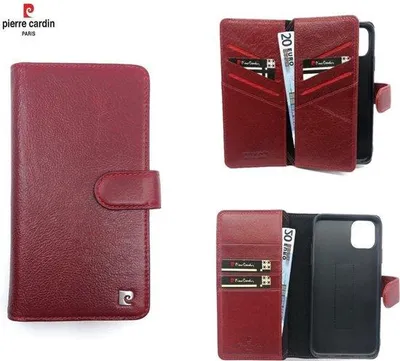 Produktbild von Pierre Cardin Bookcase für Apple iPhone 11 Pro Lederhülle Rot