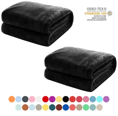 Produktbild von 2 Stück Kuscheldecke Flauschige extra weich & warm Wohndecke Flanell Fleecedecke , Falten beständig/Anti-verfärben als Sofadecke oder Bettüberwurf, Größe:150 cm x 200 cm, Farbe:Grau