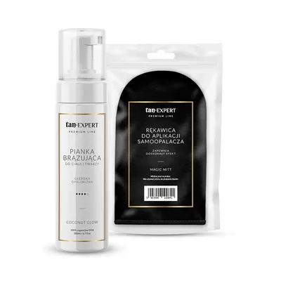 Produktbild von TanExpert Coconut Glow Selbstbräunungsschaum + Handschuh