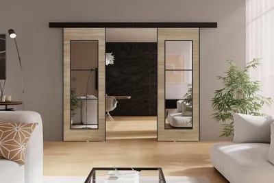 Produktbild von KIER FURNITURE TORI DUO - Schiebetür Komplettset – 132x205x1,6 cm - Sonoma-Eiche