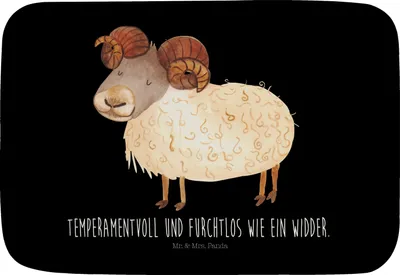 Produktbild von Mr. & Mrs. Panda Badteppich Sternzeichen Widder - Schwarz - Geschenk, Badläufer, Geburtstag April, Badvorleger, Badezimmerteppich, Badematte, Duschvorleger, Bock, März