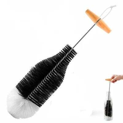 Flexible Flaschenbürste, lang, grau, für schmale Behälter