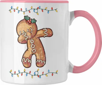 Produktbild von Trendation - Weihnachten Tasse Lebkuchenmann für Kinder Weihnachtstasse Lustig Geschenk Becher Jungs Jungen Mädchen Cute Lebkuchen Grafik (Rosa)