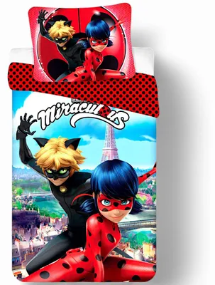 Produktbild von Miraculous Kinderbettwäsche Set - Ladybug & Cat Noir Wendebettwäsche 2-tlg. 135-140x200cm