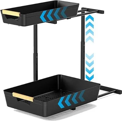 Produktbild von Famanu Unterbauschrank-Organizer mit ausziehbarer Schublade, 3-fach höhenverstellbar, robust für Küche und Bad