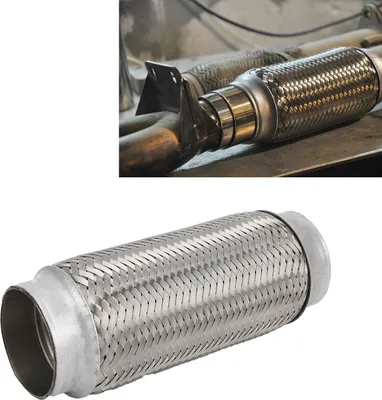 Immagine prodotto di 2,5 x 8 pollici in acciaio inox intrecciato tubo di scarico flessibile Tubo di accoppiamento articolato flessibile Universale per auto