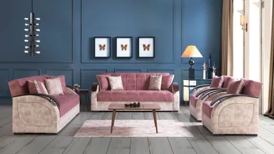 Productafbeelding van Bankstel 3+2+1+1, met stoffen bekleding en houten frame. Moderne 3-zitsbank, fauteuil, complete set