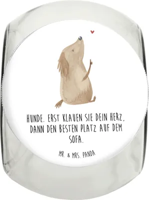 Produktbild von Mr. & Mrs. Panda leckerlidose Hund Liebe XL 2000ml - Weiß - Geschenk, Leckerli Dose, Vorratsbehälter, glasbehälter, Herz, Süß, Sprüche, Hunde, Keksdose, Vorratsglas
