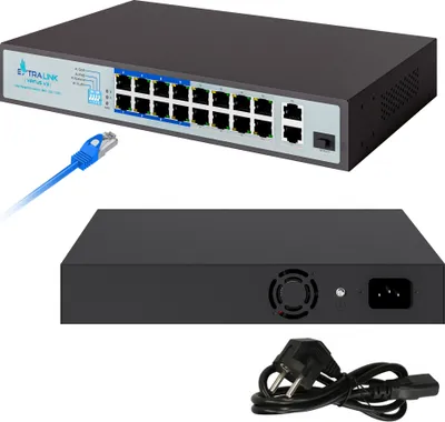 Produktbild von Extralink Netzwerk Switch PoE PoE+ LAN Port 16 Ports Gigabit Ethernet Unmanaged