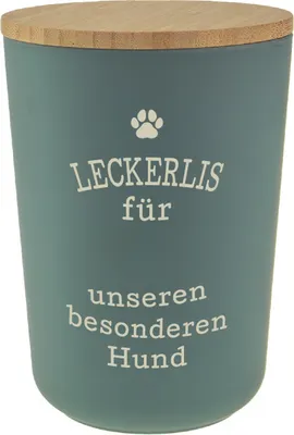 Produktbild von Personalisierte Futterdose, Vorratsdose zur Aufbewahrung m.Holzdeckel u. Silikondichtung f.Katzen u. Hunde Accessoires - Leckerlidose Blanko Grau