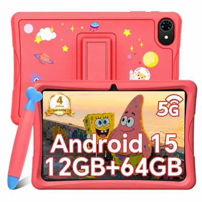 Produktbild von KOBONA-Tabwee K10 Kids 10.1" Rosa Tablet, Google Kids Space, 4+64GB ROM, Android 15 WiFi Tablet für Kind mit Kindgerechte Hülle und Stift, 5000mAh