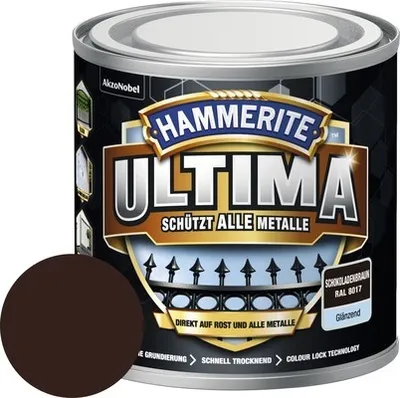 Produktbild von Hammerite 5379704, Fertig gemischt, Schokoladenbraun, ≈10, Pinsel, Farbroller, 0.25 l, 30 °C