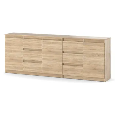 Zdjęcie produktu dla Komoda Zestaw 200 cm Dąb Sonoma 6 Szuflad 3 Drzwi Duża do Salonu Loft BILLY AGA AZTeam