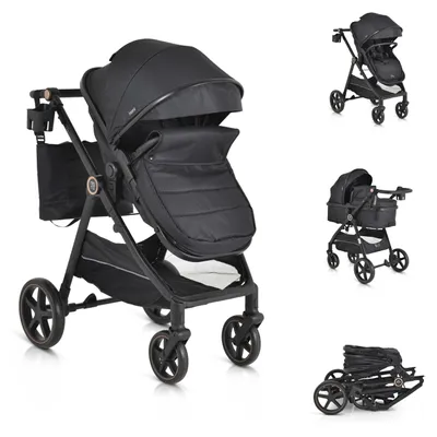 Produktbild von Moni Kinderwagen 2 in 1 Tokyo 22 kg umbaubar Wickeltasche Stoßdämpfer klappbar schwarz