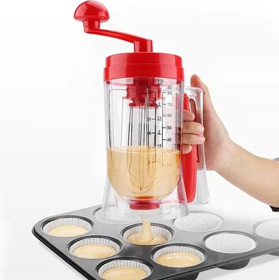 Produktbild von Famanu Teigspender mit Einhand-Schiebeknopf - Präziser Teigverteiler für Muffins, Pfannkuchen und Cupcakes